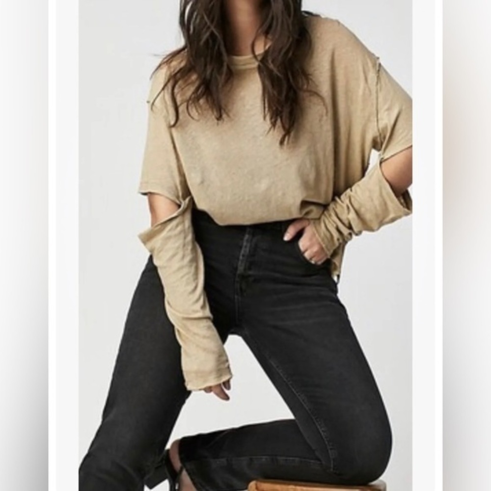 Free People CRVY Siren Low Rise Straight Jean Black Sz 32 short